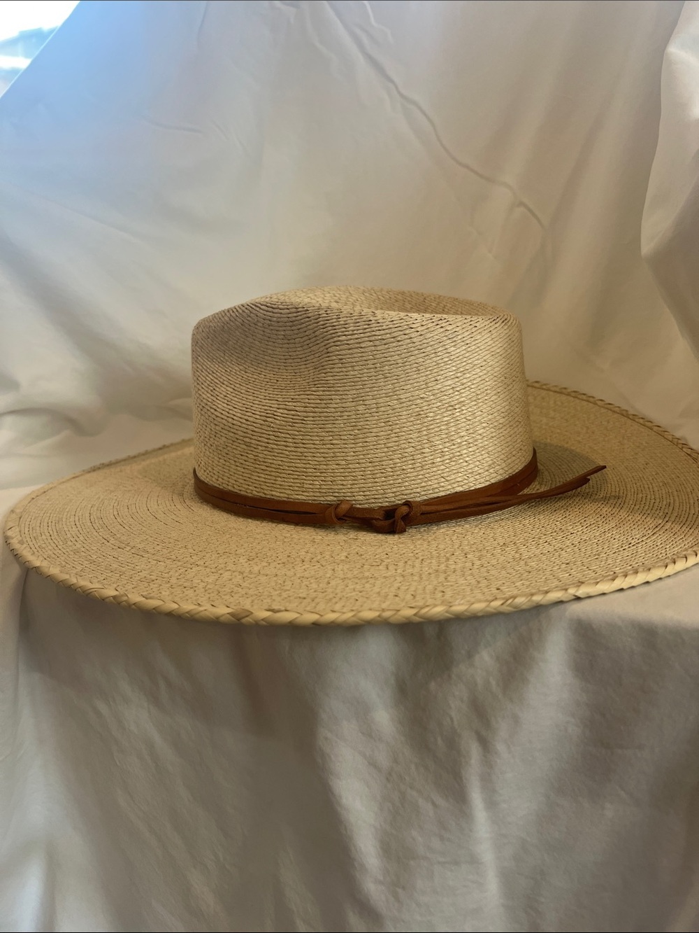 Natural Straw Rancher Hat with Leather Accent - Picture 2 of 7